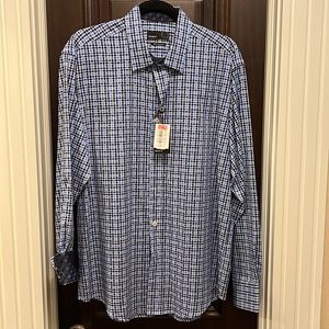 NWT Quieti Blue Pattern Button Down Ling Sleeve Men’s